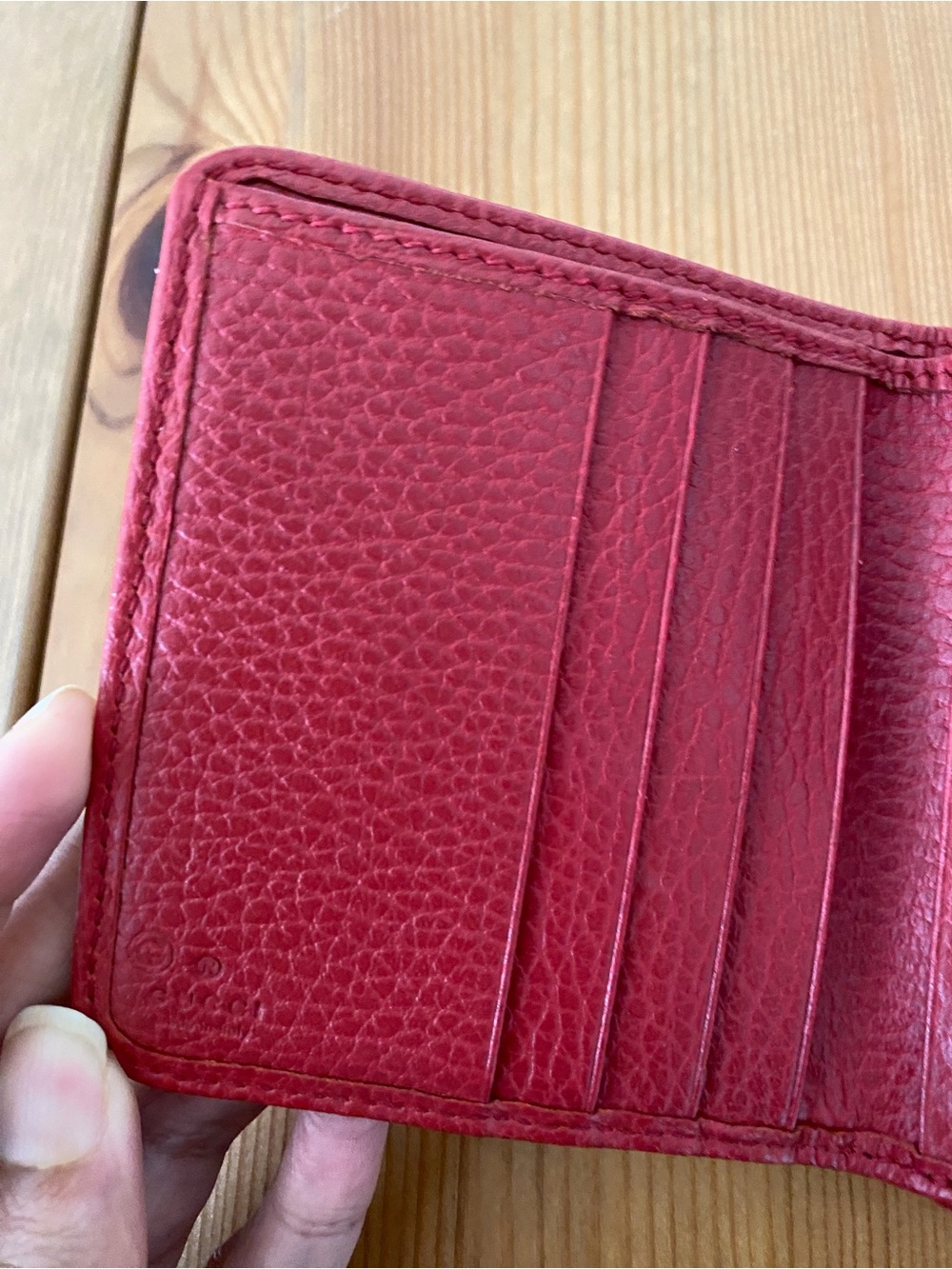 Gucci GG Monogram Canvas Red Leather Small Compact Wallet - Picture 11 of 16